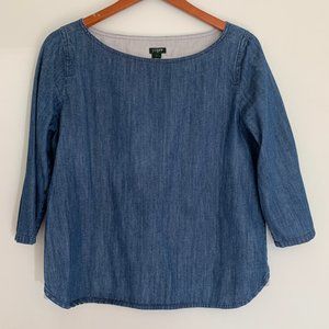 J. Crew Chambray Boat Neck Top